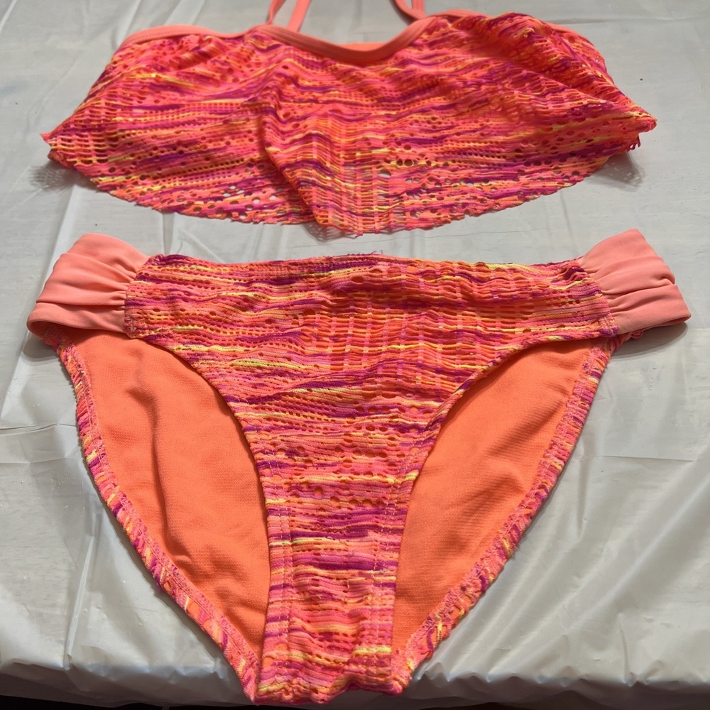 Girls Orange & Pink Swimsuit Swimwear Size 12